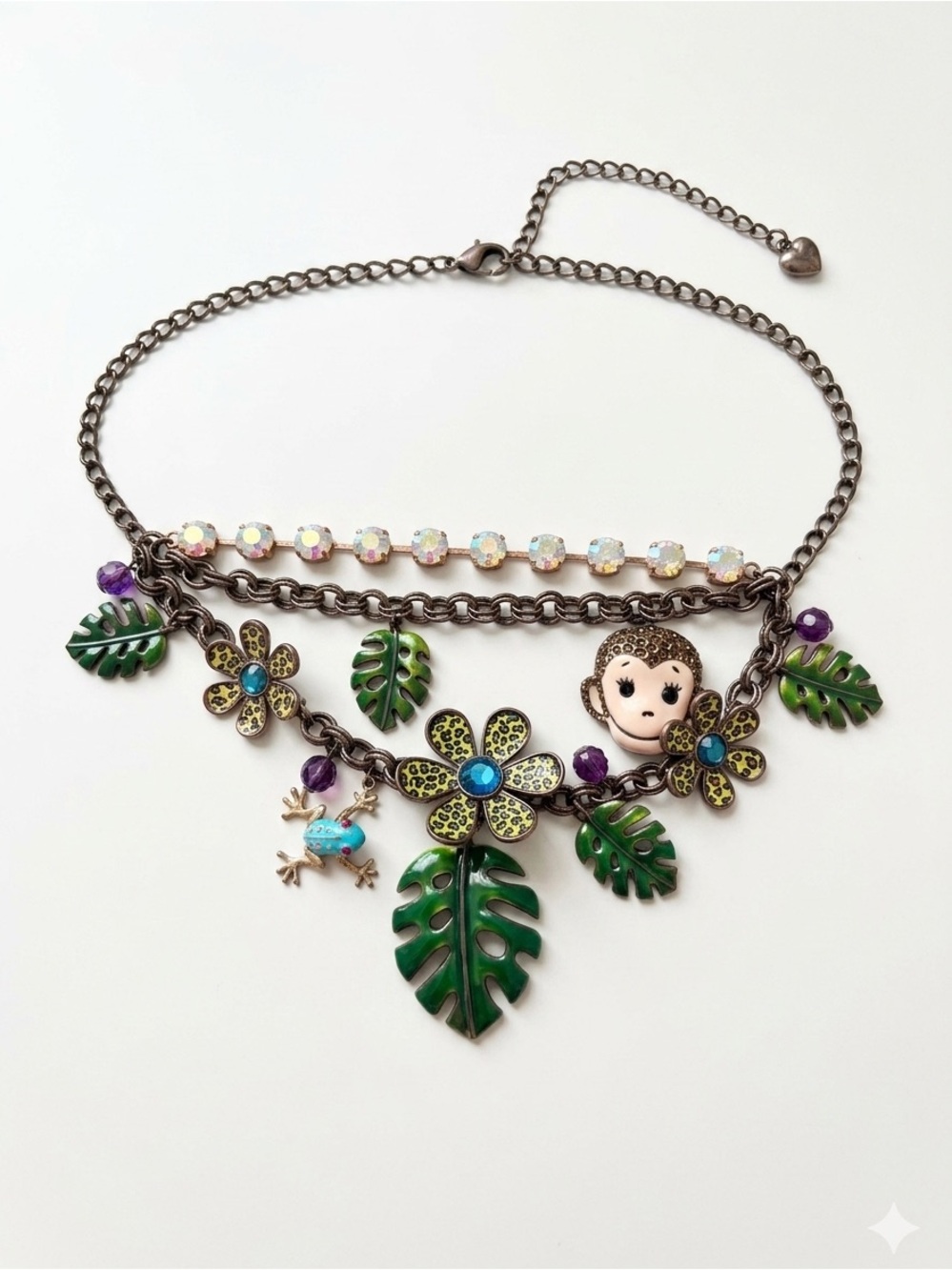 Vintage Betsey Johnson Jungle Fever Charm Necklace Excellent Condition